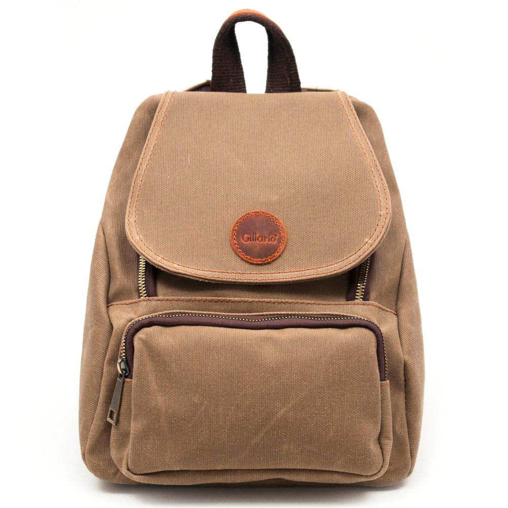 Design 04 Kanvas - Deri Kadın Camel Sırt Çantası