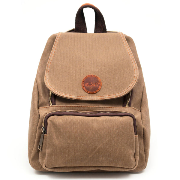 Gillario Design 04 Kanvas Kumaş - Deri Kadın Camel Sırt Çantası - Görünüm 1
