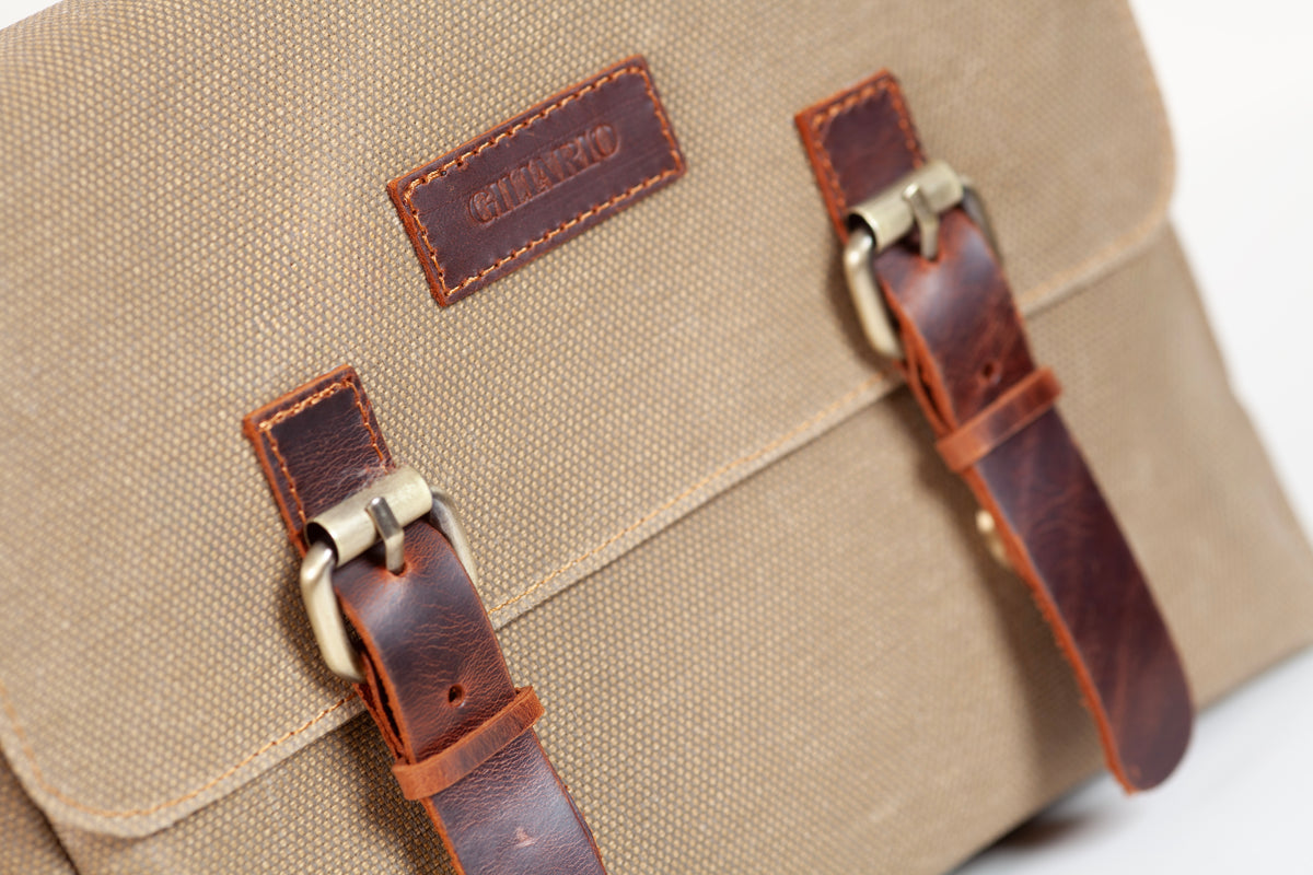 Gillario Design 01 Kanvas - Deri Camel Postacı Çanta - Görünüm 3
