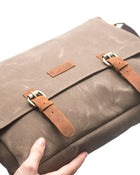 Gillario Design03 Kanvas-Deri Koyu Vizon 15.6 Inch Postacı Laptop Çantası - Görünüm 4