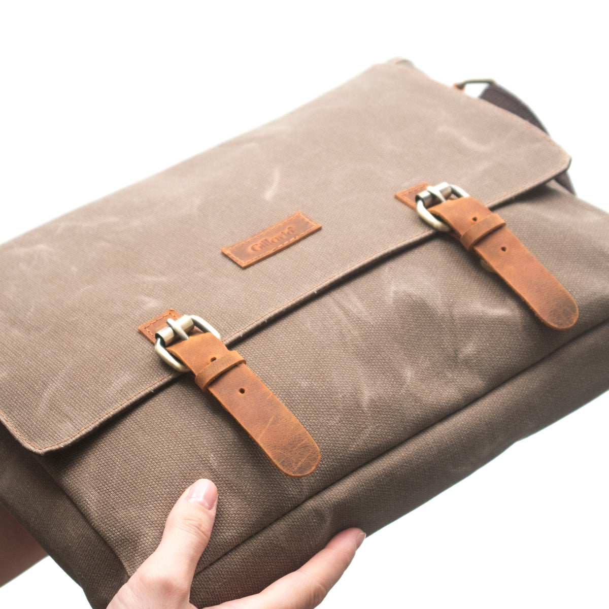Gillario Design03 Kanvas-Deri Koyu Vizon 15.6 Inch Postacı Laptop Çantası - Görünüm 4