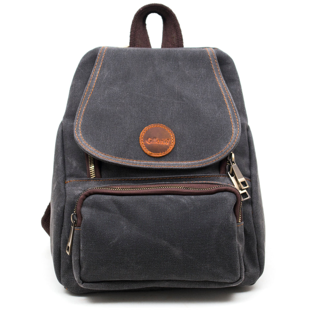 Design 04 Canvas - Women's Black Leather Backpack