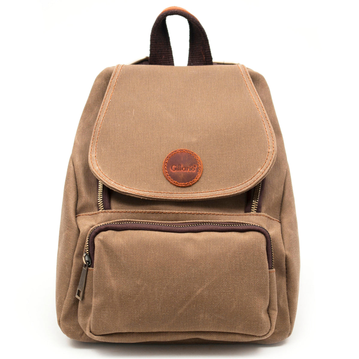Gillario Design 04 Kanvas Kumaş - Deri Kadın Camel Sırt Çantası - Görünüm 1