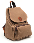 Gillario Design 04 Kanvas Kumaş - Deri Kadın Camel Sırt Çantası - Görünüm 2