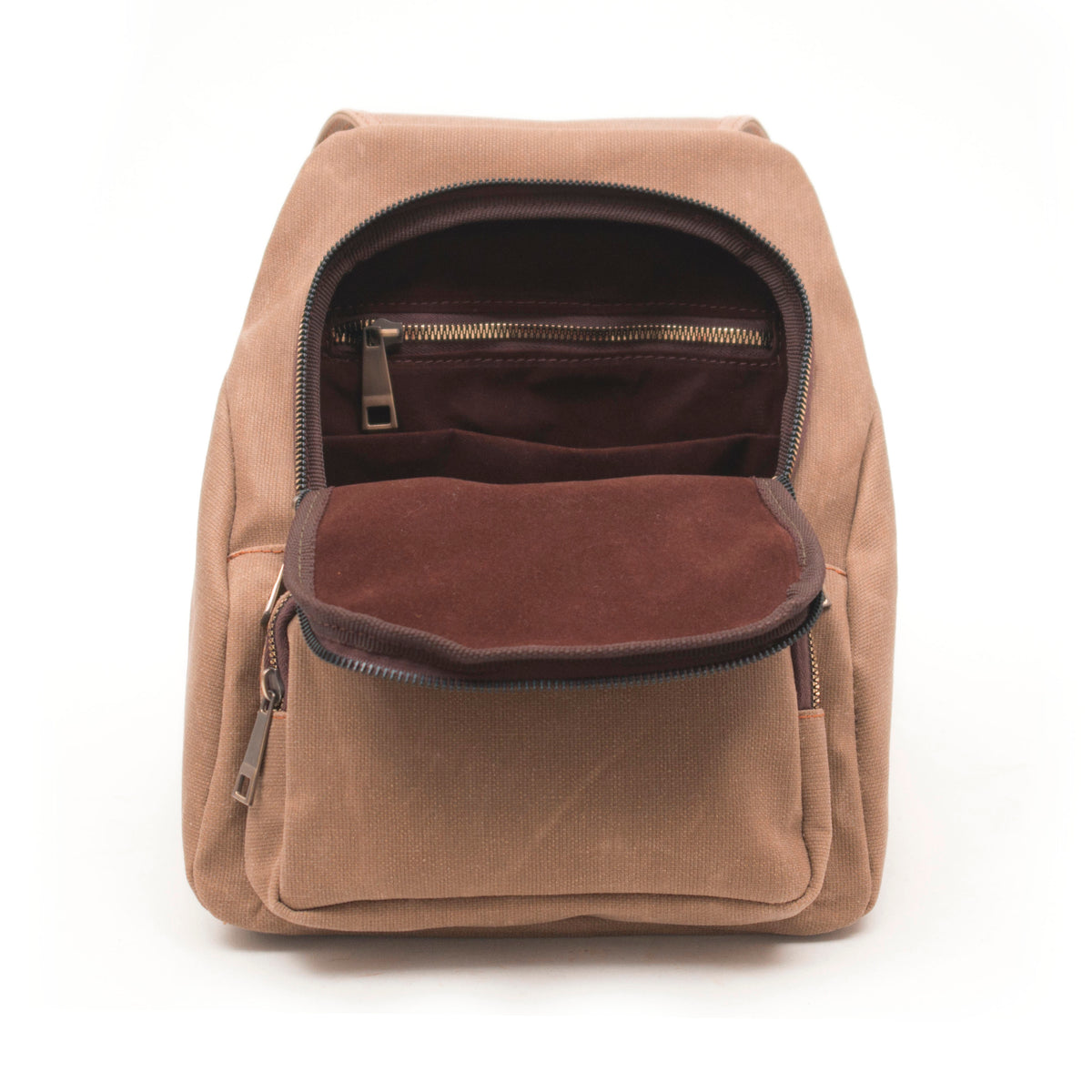 Gillario Design 04 Kanvas Kumaş - Deri Kadın Camel Sırt Çantası - Görünüm 4