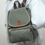 Gillario Design 04 Kanvas Kumaş - Deri Kadın Haki Sırt Çantası - Görünüm 5
