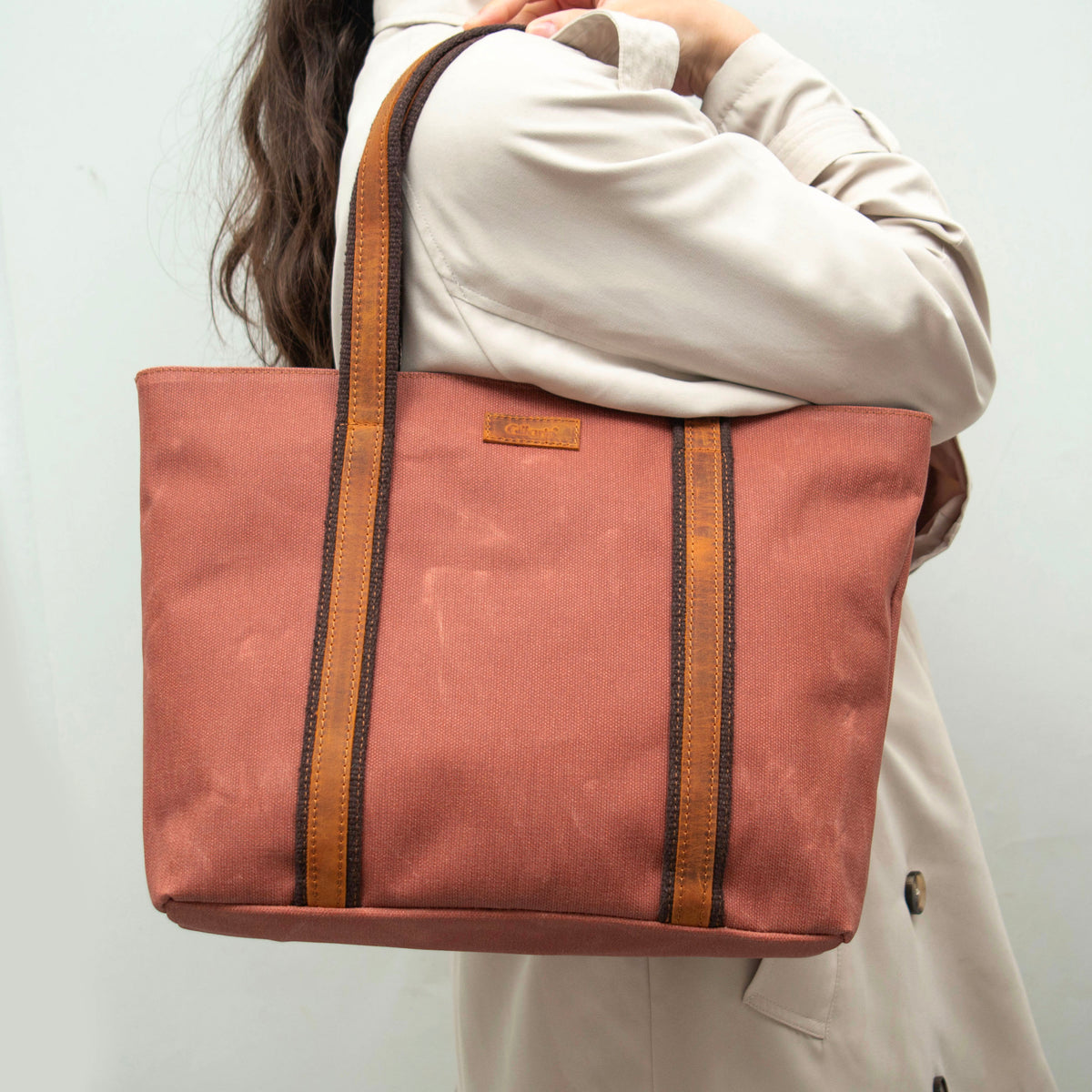 Gillario Design 05 Mumlu Kanvas Kumaş - Deri Kadın Kiremit Omuz Çanta - Görünüm 4