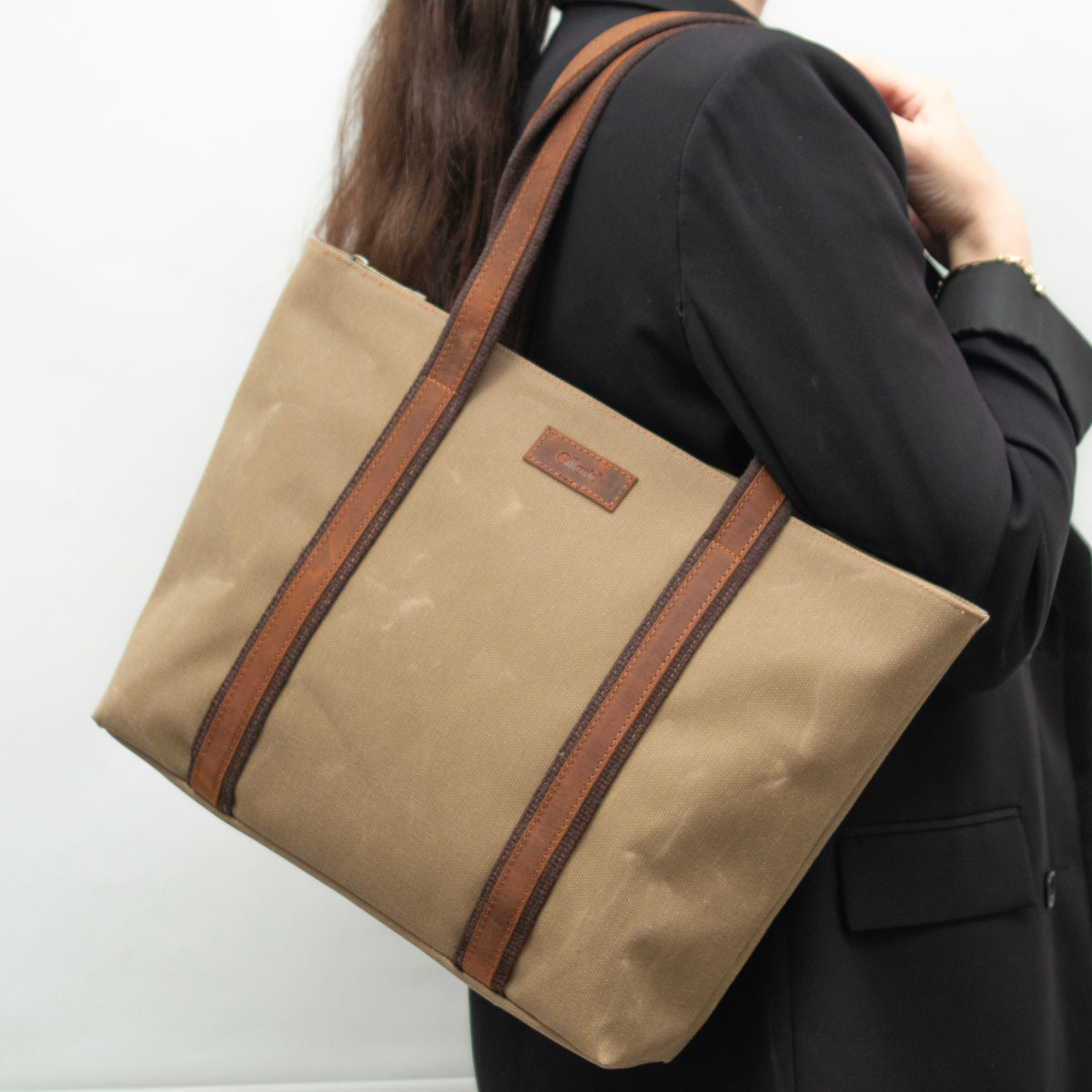 Gillario Design 05 Mumlu Kanvas Kumaş - Deri Kadın Camel Omuz Çanta - Görünüm 4