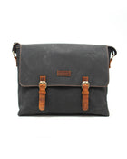 Design 03 Kanvas-Deri Siyah 15.6 Inch Postacı Laptop Çantası