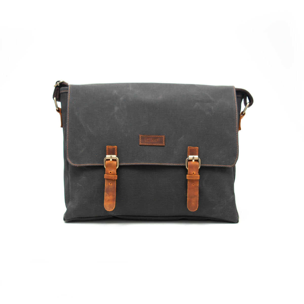 Design 03 Kanvas-Deri Siyah 15.6 Inch Postacı Laptop Çantası