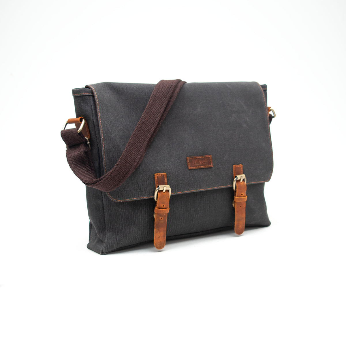 Design 03 Kanvas-Deri Siyah 15.6 Inch Postacı Laptop Çantası