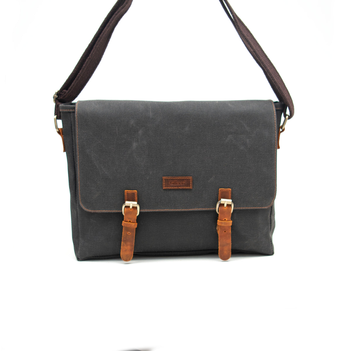 Design 03 Kanvas-Deri Siyah 15.6 Inch Postacı Laptop Çantası