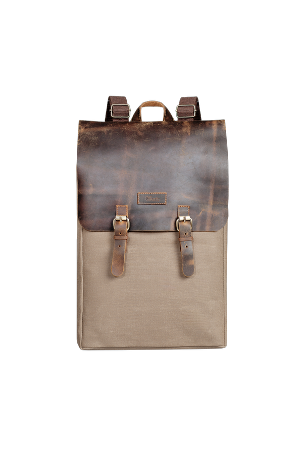 Gillario DESIGN02 15.6 Inch Vizon Kanvas (Deri Kapak) Laptop Sırt Çantası - Görünüm 1